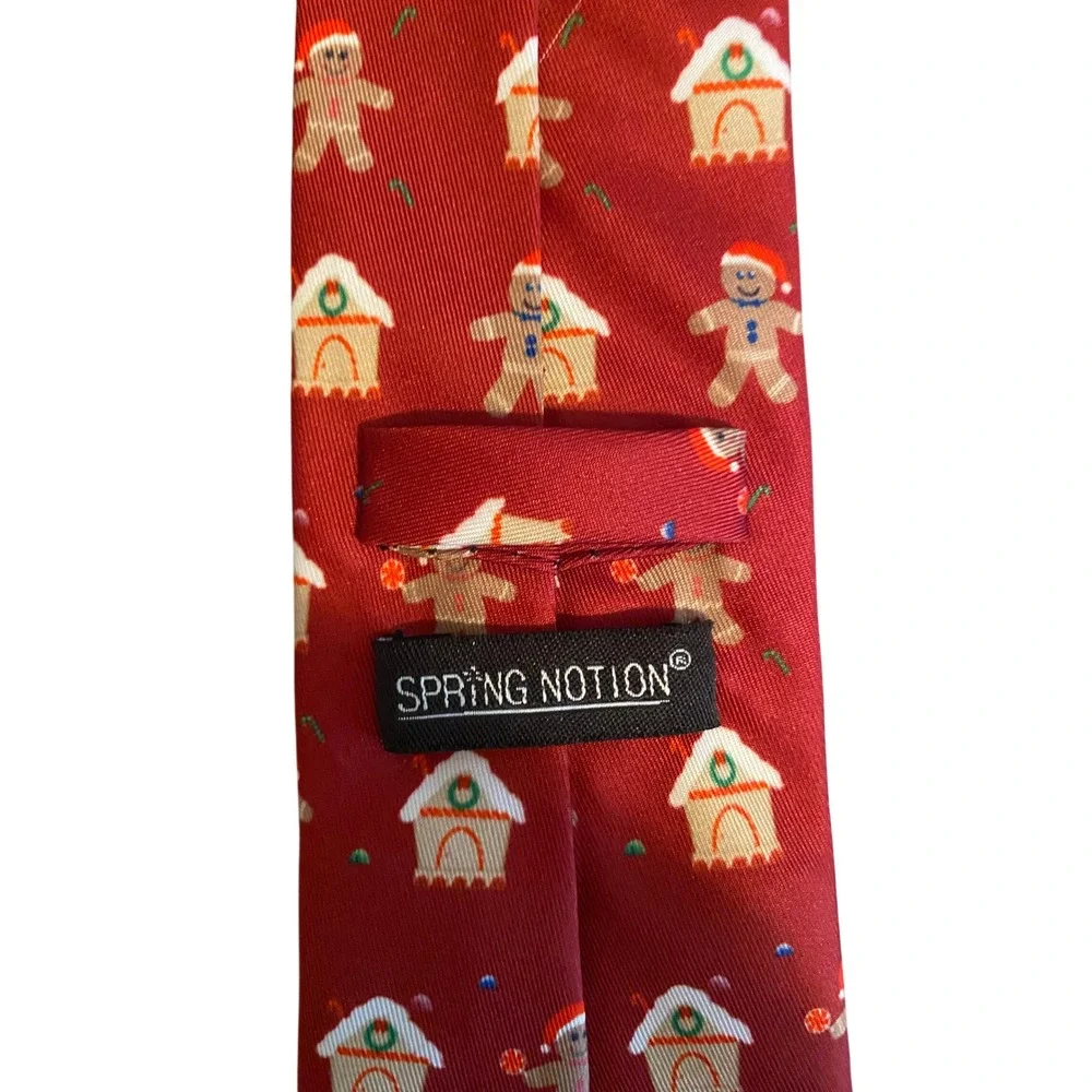 Spring Notion Boys Red Gingerbread Man Christmas Zipper Tie Holiday Size L